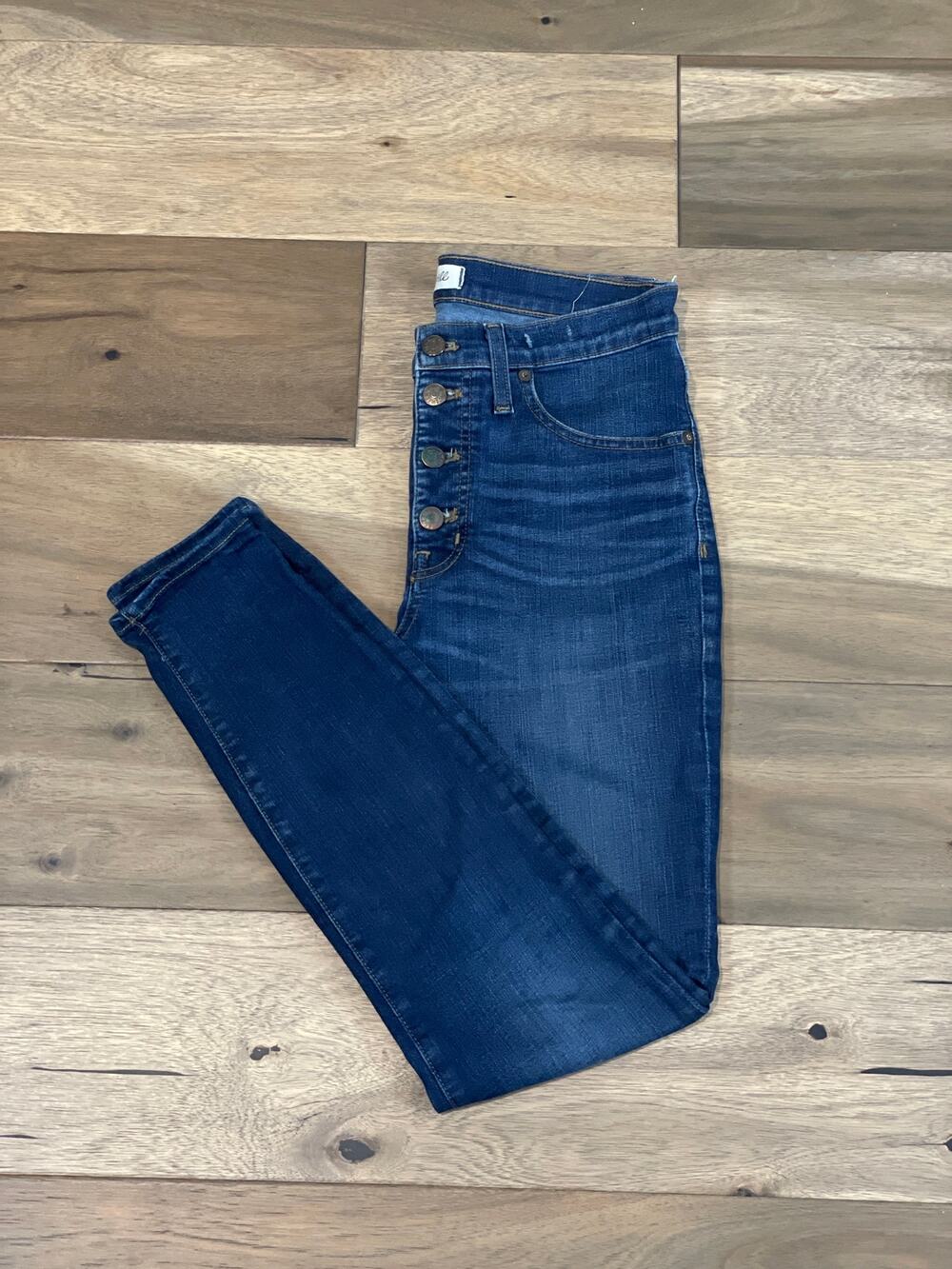 Madewell High Rise Skinny Jeans Size 27 Blue Denim Button Fly Stretch
